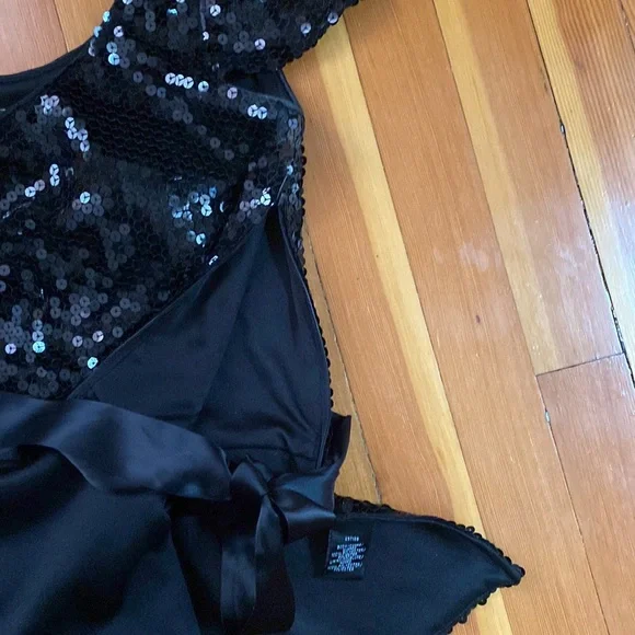 🧙Sequin peplum top with satin ribbon - Picture 3 of 4